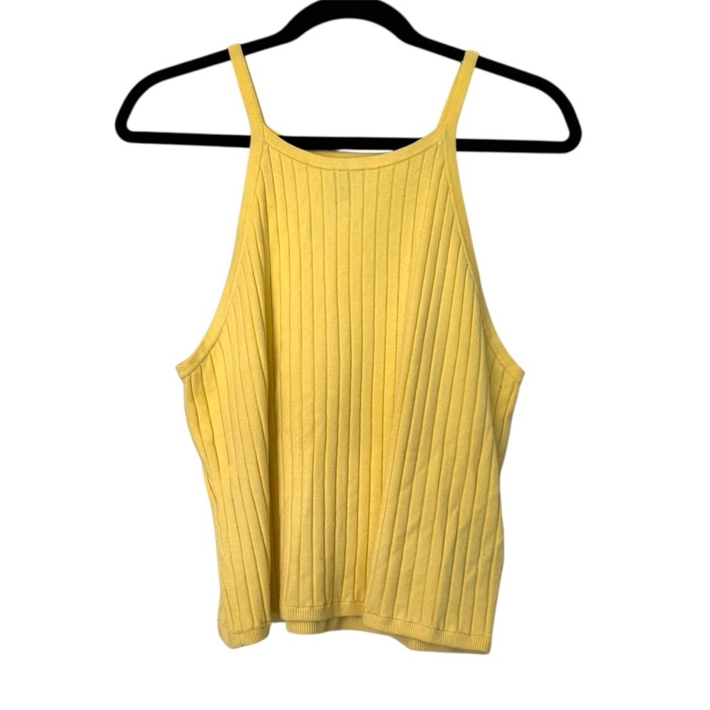 H&M Divided Ribbed Tank Top Yellow - Picture 2 of 5